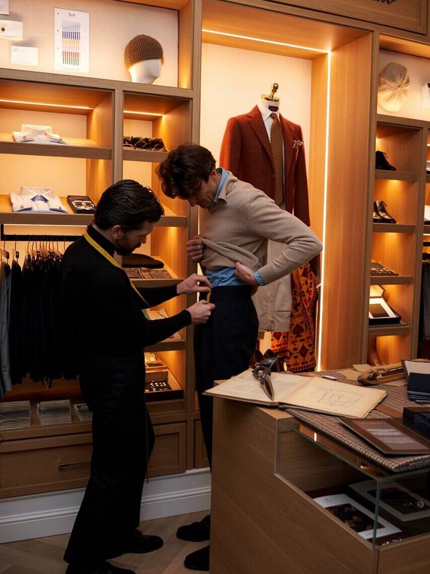 an example of how fittings are carried out to create a bespoke suit